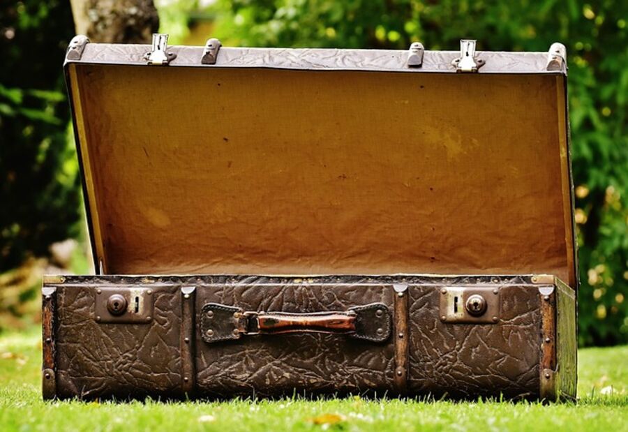 Vintage leather suitcase ready for travel